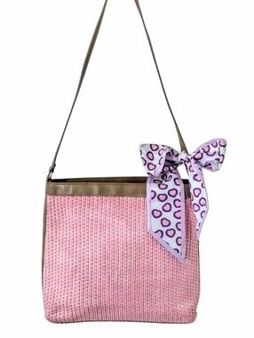 Fossil Woven Straw Shoulder Bag In Pastel Pink 🩷